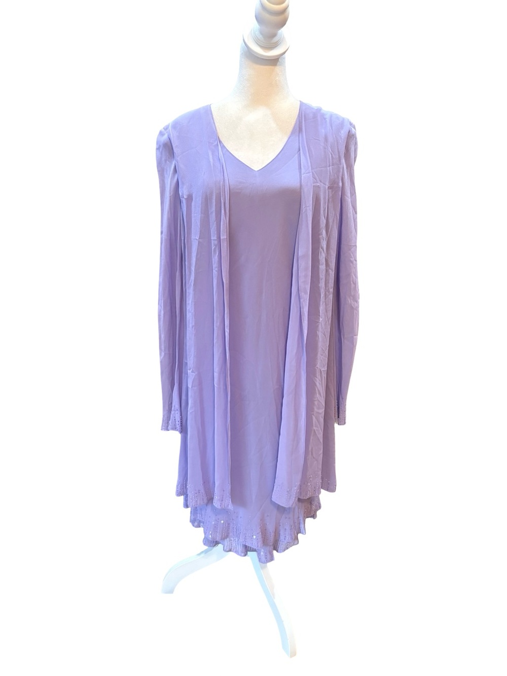 Jones New York Silk Chiffon Formal Sequin Lilac Purple Dress Womens Size 10